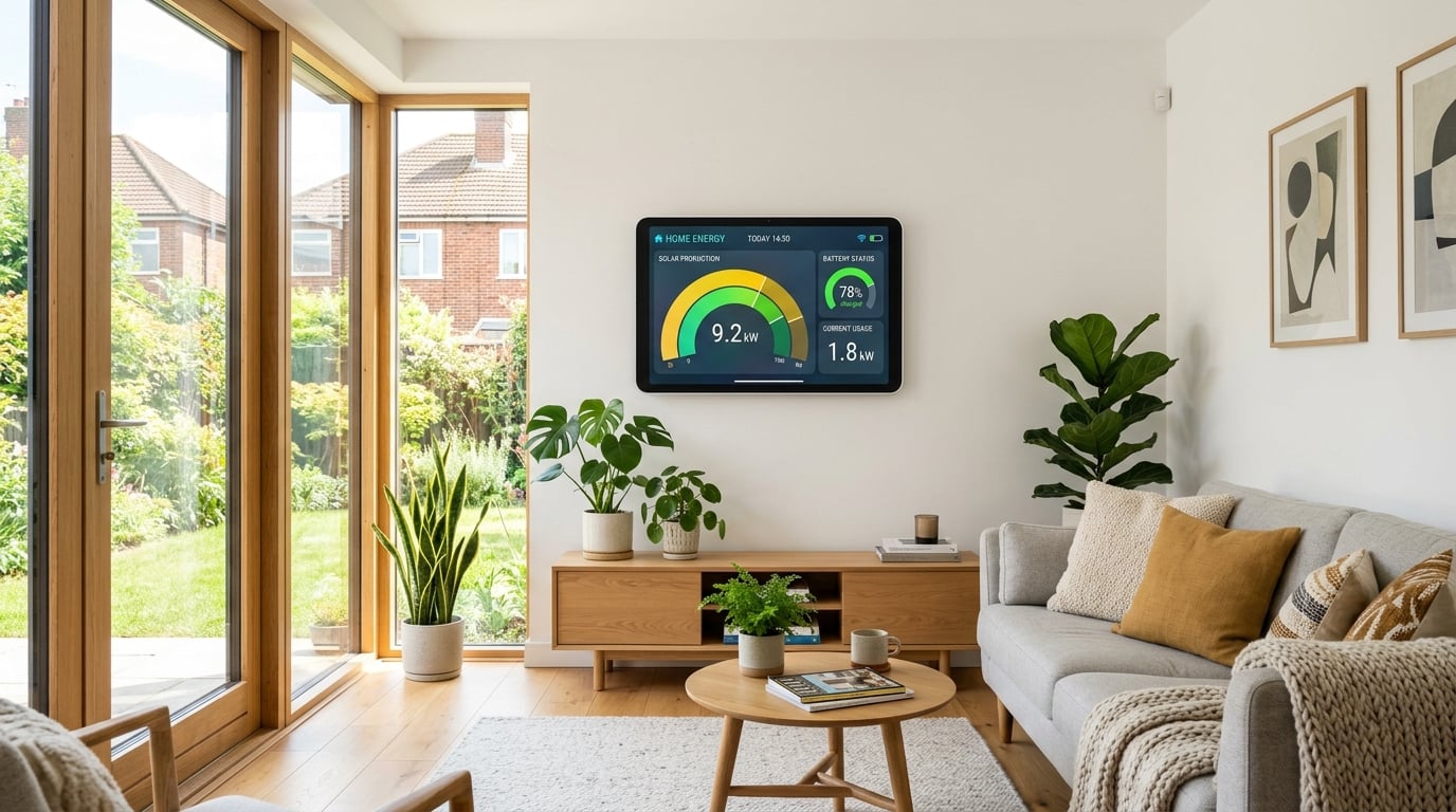Greenmotion energy monitoring dashboard showing solar generation and battery